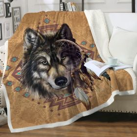 Wolf Dream Catcher Blanket,Native American Wolf Printed Throw Blanket, Wolf Animal Blanket Cozy and Lightweight Blanket