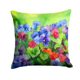 Illinois Violet in Watercolor Throw Pillow Machine Washable, Indoor Outdoor Decorative Pillow for Couch, Bed or Patio, 14Hx14W