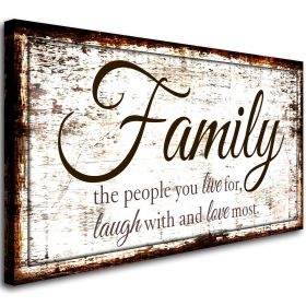 Family Quote Wall Art Living Room-Family Wall Decor-Inspirational Motto Family Love Most Canvas Wall Art-Rustic Farmhouse Canvas Prints Painting