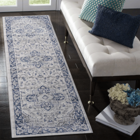 MARFI Collection 2.2X8. Blue / Grey / Oriental Runner Rug Modern, Contemporary, Non-Shedding & Easy to Clean, Ideal for Living Room, Bedroom
