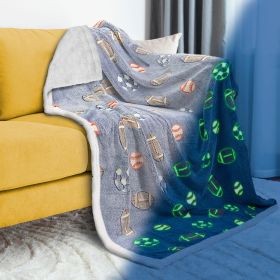 Glow in the Dark Flannel Fleece Blanket - 50x60in, Double-Sided Soccer Design
