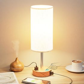 Table Lamp for Bedroom 3 Way Dimmable Touch Lamp USB C Charging Ports and AC Outlet