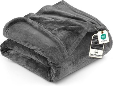 Bedding Fleece Blanket King Size Grey 300GSM Luxury Anti-Static Fuzzy Soft Microfiber Bed Blanket (90x102 Inch)
