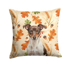 Chocolate and White Rat Terrier Heirloom Fall Throw Pillow Decorative Indoor Outdoor Accent Cushion for Couch, Bed or Patio, 18Hx18W