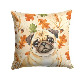Fawn Pug Heirloom Fall Throw Pillow Decorative Indoor Outdoor Accent Cushion for Couch, Bed or Patio, 18Hx18W