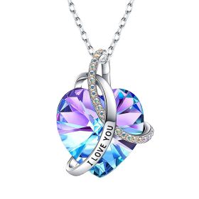 European And American Fashion Love Crystal Necklace (Option: Love Pink Amethyst Necklace)