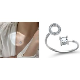 Retro Magnetic Folding Heart Shaped Four Leaf Clover Pendant Necklace Women Love Clavicle Chain Gifts Openable Choker Jewelry (Option: Silver Set-O)