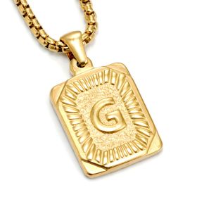 European And American Fashion Men's All-stainless Steel Letter Pendant Gold-plated 18K Titanium Steel Letter Necklace (Option: Gold-G)