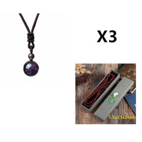 Fashion 16mm Natural Obsidian Pendant Amethyst Necklace For Men And Women (Option: Purple box packing-3PCS)