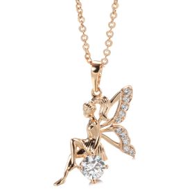 Women's Rose Gold Angel Pendant Zircon Necklace (Option: H0484 Rose Gold)