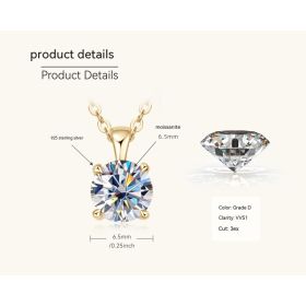 Classic Four-claw Diamond Necklace High-grade 925 Silver Plating 18K Gold Pendant (Option: Gold-1 Karat)