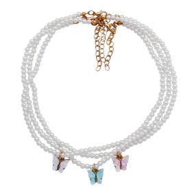 Elegant White Pearl Choker Necklace Small Round Pearl Wedding Butterfly Necklace For Women Charm Fashion Jewelry (Option: Set)