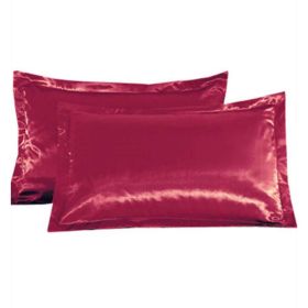 Pure color silk single pillow case (Option: Red-A pair)