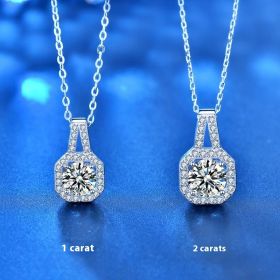 Moissanite S925 Sterling Silver Necklace For Women All-match Niche High Sense (Option: White Gold Color 2 Karat-925 Silver)
