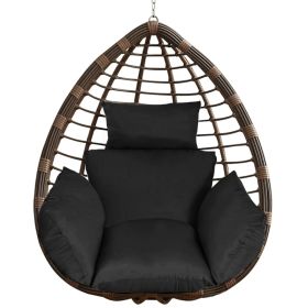 1Pc Egg Chair Cushion Hanging Basket Seat Cushion Thicken Soft Egg Swing Chair Pad Hanging Egg Chair Cushion With Headrest (Option: Black)