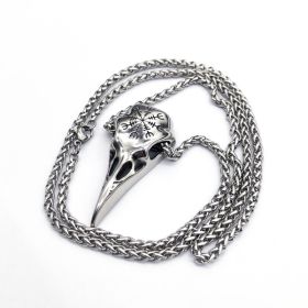 Mens Fashionable Vintage Viking Symbol Skull Eagle Beak Pendant Necklace (Option: Steel-Pendant only)