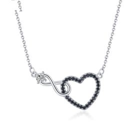 Creative Hollow Heart-shaped Zircon Necklace (Option: Black)