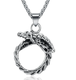 Vintage Nordic Rune Necklaces For Men Stainless Steel Norse Runes Viking Jewerly Pagan Elder Futhark Pendant Amulet Fashion Jewelry (Option: Jormungand)