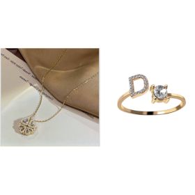 Retro Magnetic Folding Heart Shaped Four Leaf Clover Pendant Necklace Women Love Clavicle Chain Gifts Openable Choker Jewelry (Option: Goldset-D)