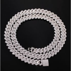 Thick Iced Cuban Chain (Option: 18inch-14mm silver)