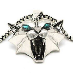 Silver Gold Green Rhinestone Wild Game Animal Chain Necklace (Option: Silver Cat-50cm)
