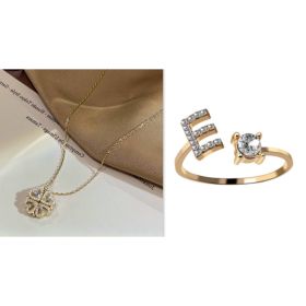 Retro Magnetic Folding Heart Shaped Four Leaf Clover Pendant Necklace Women Love Clavicle Chain Gifts Openable Choker Jewelry (Option: Goldset-E)