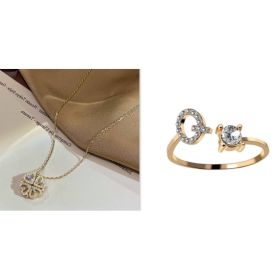 Retro Magnetic Folding Heart Shaped Four Leaf Clover Pendant Necklace Women Love Clavicle Chain Gifts Openable Choker Jewelry (Option: Goldset-Q)