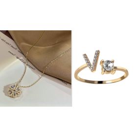 Retro Magnetic Folding Heart Shaped Four Leaf Clover Pendant Necklace Women Love Clavicle Chain Gifts Openable Choker Jewelry (Option: Goldset-V)