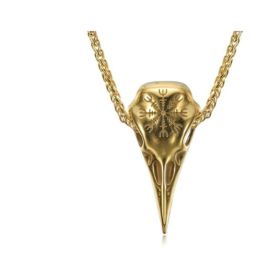 Mens Fashionable Vintage Viking Symbol Skull Eagle Beak Pendant Necklace (Option: Silver Gold-Pendant only)
