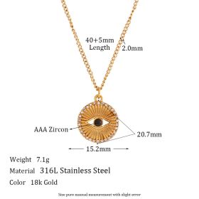 Minimalist Black Eyes Stainless Steel Necklace Jewelry (Option: Gold)