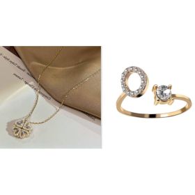 Retro Magnetic Folding Heart Shaped Four Leaf Clover Pendant Necklace Women Love Clavicle Chain Gifts Openable Choker Jewelry (Option: Goldset-O)