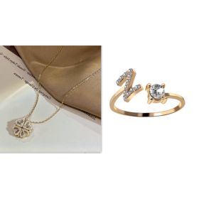 Retro Magnetic Folding Heart Shaped Four Leaf Clover Pendant Necklace Women Love Clavicle Chain Gifts Openable Choker Jewelry (Option: Goldset-Z)