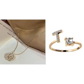 Retro Magnetic Folding Heart Shaped Four Leaf Clover Pendant Necklace Women Love Clavicle Chain Gifts Openable Choker Jewelry (Option: Goldset-T)