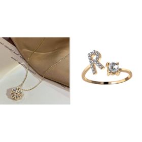 Retro Magnetic Folding Heart Shaped Four Leaf Clover Pendant Necklace Women Love Clavicle Chain Gifts Openable Choker Jewelry (Option: Goldset-R)