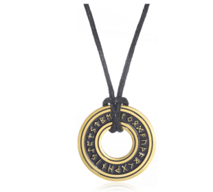 Vintage Nordic Rune Necklaces For Men Stainless Steel Norse Runes Viking Jewerly Pagan Elder Futhark Pendant Amulet Fashion Jewelry (Option: Gold)