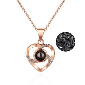 100 Languages I Love You Projection Necklace (Option: Rose Gold Love Necklace)