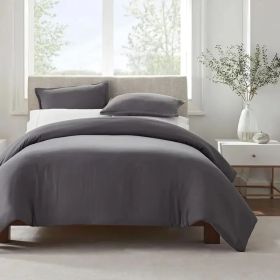 Serta Simply Clean Pleated Duvet Cover King (Option: Grey)