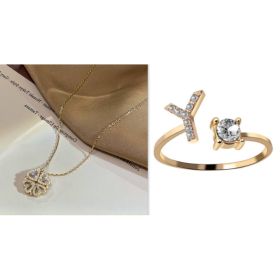 Retro Magnetic Folding Heart Shaped Four Leaf Clover Pendant Necklace Women Love Clavicle Chain Gifts Openable Choker Jewelry (Option: Goldset-Y)