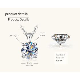 Classic Four-claw Diamond Necklace High-grade 925 Silver Plating 18K Gold Pendant (Option: White-1 Karat)