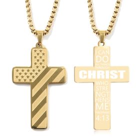 Cross Flag Necklace Hip Hop Titanium Steel (Option: Style 2 Gold)
