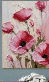 100% Handmade Oil Painting Pink Poppy Flower Oil Painting Handmade Flower Wall Art Picture Living Room Bedroom Decor (No Frame) (Style: 01, size: 120x160cm)