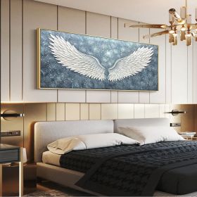 Original Angel Wings Oil Painting on Canvas Large Abstract Feather Canvas Wall Art Modern Minimalist Wing Wall Art for Living Room Bedroom (Style: 01, size: 80x160cm)