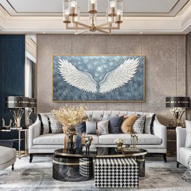 Original Angel Wings Oil Painting on Canvas Large Abstract Feather Canvas Wall Art Modern Minimalist Wing Wall Art for Living Room Bedroom (Style: 01, size: 100x200cm)