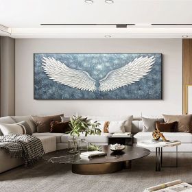 Original Angel Wings Oil Painting on Canvas Large Abstract Feather Canvas Wall Art Modern Minimalist Wing Wall Art for Living Room Bedroom (Style: 01, size: 120x240cm)