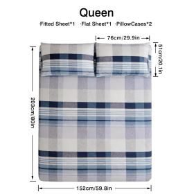 4pcs ultra-soft 85g brushed printed sheets and pillowcases, machine washable, suitable for all seasons (size: queen(59.84''*79.92''))