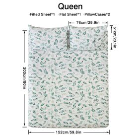 4pcs ultra-soft 85g brushed printed sheets and pillowcases, machine washable, suitable for all seasons (size: S25P13M4-Q)