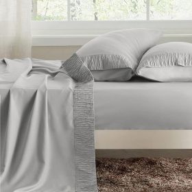Luxury Sheet Sets Super Soft Easy Care Microfiber 3/4-Pieces Bed Sheet Set With 16-Inch Deep Pockets (Color: Grey, size: Full)