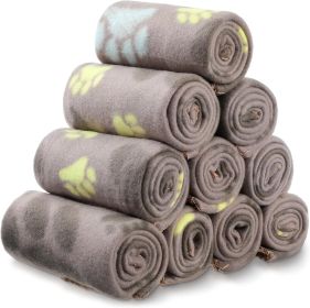 10 Pieces Pet Blankets with Paw Print Dog Cat Fleece Blankets Soft Warm Sleep Mat Pad Bed Cover for Kitten Puppy and Other Small Animals, 24 x 28 (Color: Cute Color)