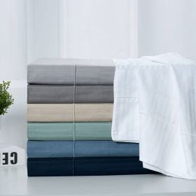 Kathy Ireland 500 Thread Count Damask Stripe Sheet Set (Color: Beige, size: King)