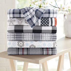 Kathy Ireland 100% Turkish Cotton Flannel Sheet Set (Color: Gray Blue Frost, size: Full)